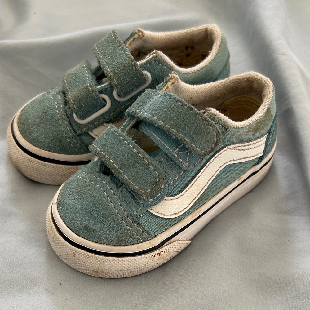 Baby Vans Blue Velcro Sneakers Sz 4